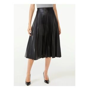 NWT Scoop faux leather pleated skirt